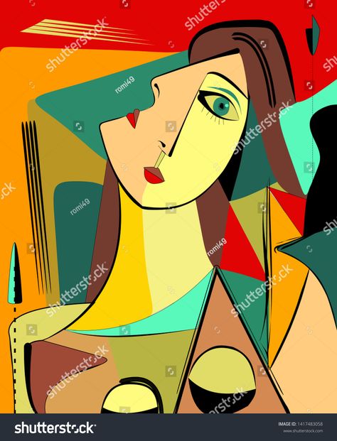 Colorful background, cubism art style,abstract portrait #Ad , #Affiliate, #cubism#background#Colorful#art Cubist Portraits, Picasso Cubism, Types Of Art Styles, Cubist Art, Cubism Art, Picasso Art, Impressionism Art, Abstract Portrait, Arte Pop