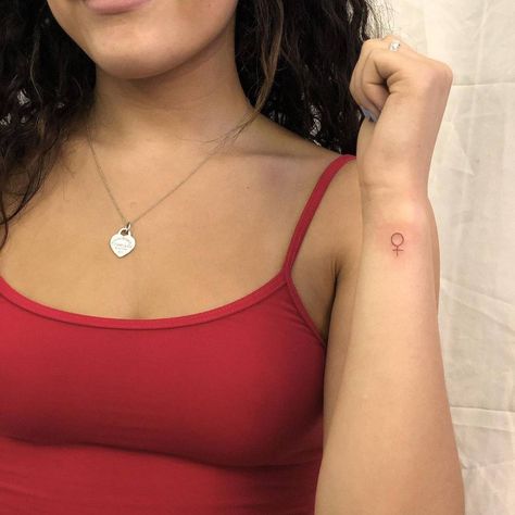 Feminism Tattoo, Planet Symbols, Venus Tattoo, Venus Symbol, Planet Tattoos, Minimalist Line Art, Symbol Tattoos, Body Is A Temple, Little Tattoos