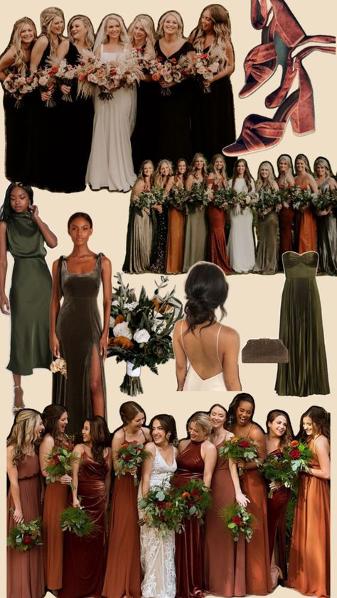 Find inspiration for your fall wedding Bridesmaid Color Scheme, Fall Bridesmaid, Fall Bridesmaids, Bridesmaid Colors, Guest Attire, Future Wedding Plans, Wedding Color Schemes, Wedding Wear, Future Wedding