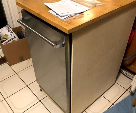 Diy Portable Dishwasher, Portable Dishwasher Island, Freestanding Dishwasher In Kitchen, Portable Dishwasher Cabinet, How To Build A Dishwasher Cabinet, How To Add A Dishwasher To Kitchen, Portable Dishwasher Ideas Small Kitchens, Dishwasher Cabinet Ideas, Portable Dishwasher Ideas