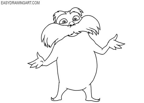 simple lorax drawing Dr Seuss Drawings Easy, Lorax Drawing Easy, Lorax Tattoos, The Lorax Drawing, Lorax Drawing, Dr Seuss Drawings, Creative Pumpkin Carving, Be Interesting, Creative Pumpkins