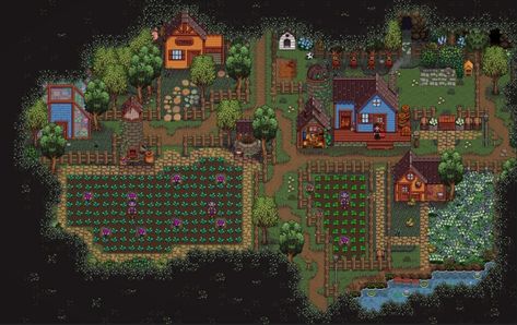 Tiny Garden Farm Stardew, Stardew Valley Tiny Farm, Stardew Inspiration, Stardew Ideas, Stardew Farm, Stardew Farms, Stardew Valley Layout, Stardew Valley Tips, Types Of Farming