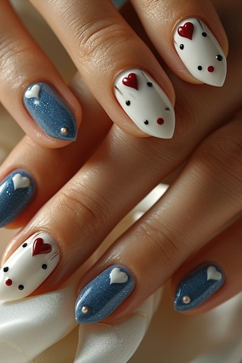 Valentines Day Nails 2024 Blue Valentines Day Nails, Dreamy Nail, Stage Dive, Stunning Nail Designs, Blue Valentine, Valentines Day Nails, Creative Nail Designs, Latest Nail Art, Pink Valentines