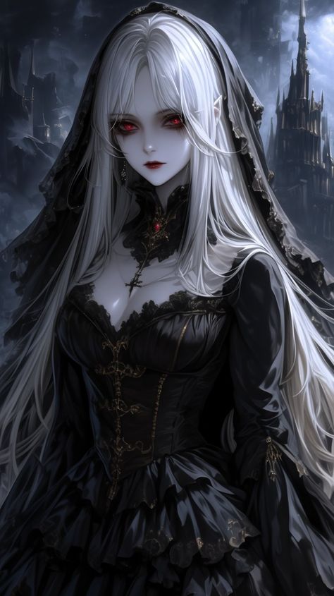 Vampire Illustration, Female Vampire, Queen Anime, Fashion Illustrations Techniques, Vampire Queen, Vampire Girls, Demon Girl, Dark Art Illustrations, Goth Aesthetic