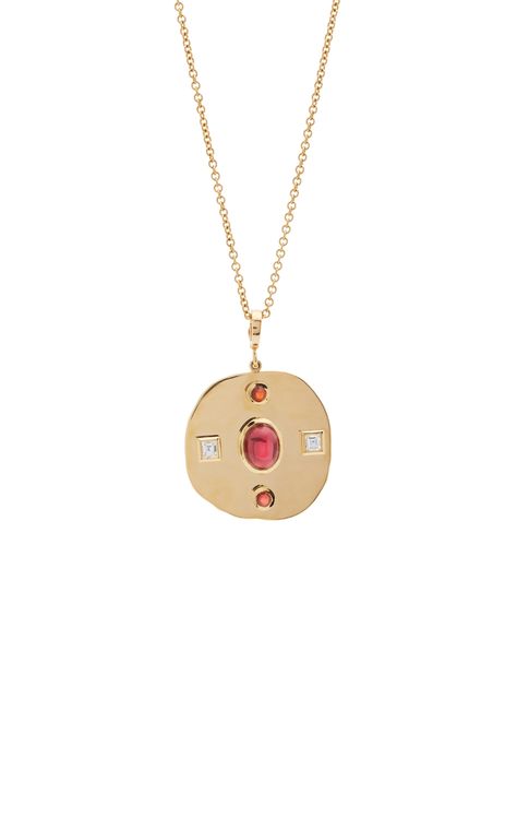 Modern Byzantine Rhodolite and Diamond Large Coin Necklace by AZLEE for Preorder on Moda Operandi Modern Necklaces, Tourmaline Gemstone, Coin Necklace, Fine Jewellery Necklace, Moda Operandi, Tourmaline, Fashion Collection, Jewelry Accessories, Gold Necklace