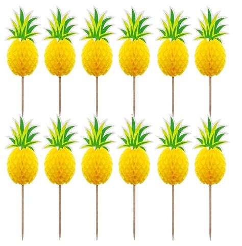 Amazon.com: 100 Pcs 3D Pineapple Cupcake Toppers Cocktail Picks, Fruit Picks Cake Decoration for Luau Hawaii Birthday Wedding Beach Party (Pineapple) : Grocery & Gourmet Food Pineapple Cupcake, Wedding Beach Party, Hawaii Birthday, Pineapple Birthday Party, Pineapple Cupcakes, Pineapple Birthday, Cocktail Picks, Decorator Icing, Kids Gift Guide