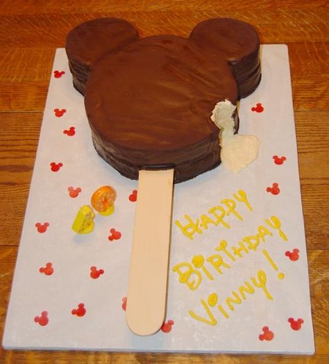 Mickey "Ice Cream Bar" cake ~ LOVE this!!! Ice Cream Bar Cake, Mickey Ice Cream Bar, Mickey Mouse Ice Cream, Mickey Ice Cream, Vanilla Buttercream Icing, Mouse Birthday Cake, Mickey Mouse Birthday Cake, Bar Cake, Ice Cream Bar