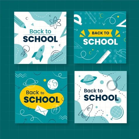 Back to school instagram posts collectio... | Free Vector #Freepik #freevector #school #design #education #social-media Back To School Social Media Posts, Back To School Social Media Design, Education Social Media Post Design, School Post Design, School Social Media Design, School Social Media Post, Education Branding, School Social Media, School Branding