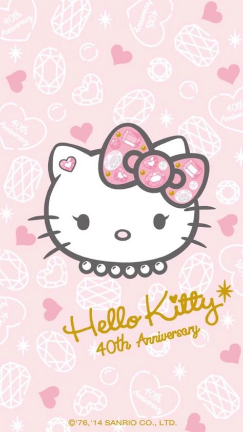 Phone Wallpaper Pink, Hello Kitty Art, Hello Kitty Pictures, Kitty Wallpaper, Hello Kitty Wallpaper, 40th Anniversary, Sanrio Characters, Cellphone Wallpaper, Dark Backgrounds