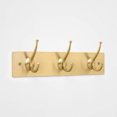 New Traditional 3 Hooks Rail Gold - Threshold™ : Target Towel Hook Bathroom, Coastal Room Decor, Preppy House, Wall Hook Rack, Coastal Room, Bag Hook, Beach Room, Preppy Room Decor, Hook Rack