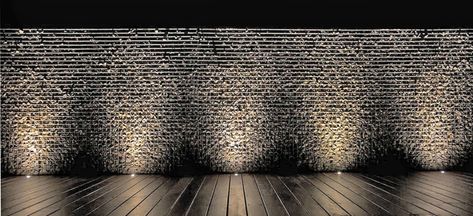 Stone Wall Texture, Landscape Lighting Design, Gabion Wall, Facade Lighting, Outdoor Landscape Lighting, Exterior Wall Light, Backyard Lighting, Exterior Stone, House Paint Exterior