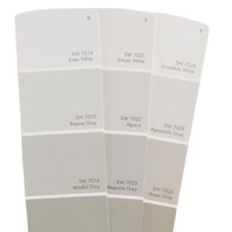 Agnew Grey Sherwin Williams, Versatile Gray Sherwin Williams, Sherwin Williams Grey, Light Grey Paint, Sherwin Williams Paint Gray, Eider White, Paint Color Swatches, Agreeable Gray Sherwin Williams, Light Grey Paint Colors