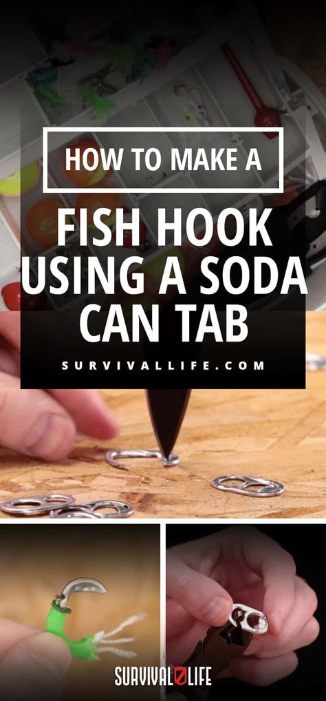 How to Make a Fish Hook Using a Soda Can Tab Pop Tab Fishing Hook, Soda Can Tabs, Shtf Preparedness, Pop Tab Crafts, Can Tabs, Pop Tabs, Survival Life, Camping Party, Survival Tools