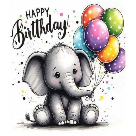 Happy Day Images, Happy Birthday Elephant, Birthday Elephant, Today Is Your Birthday, Happy Day Quotes, Birthday Wishes Flowers, Lovely Flowers Wallpaper, Birthday Printables, Happy B Day