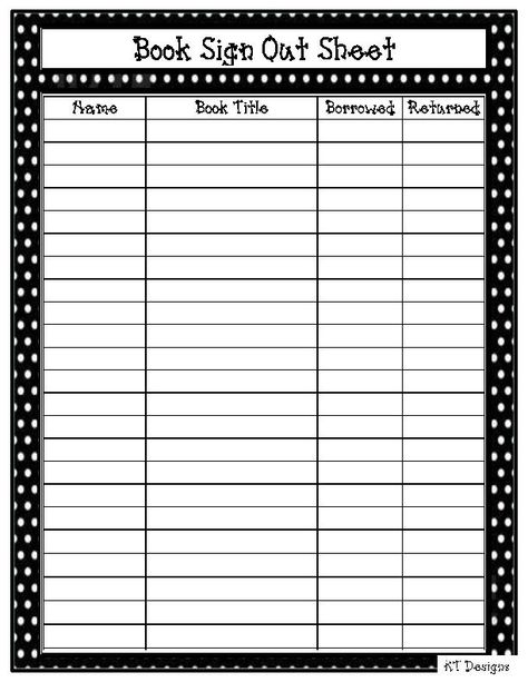 Classroom Book Check Out Form | Book Sign Out Sheet Classroom Library Checkout System, Classroom Library Checkout, Library Checkout, Sign Out Sheet, Sign In Sheet Template, Reading Printables, Library Organization, Class Library, Library Signs