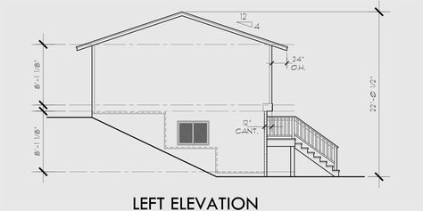 House side elevation view for 9935 Split level house plans, small house plans, house plans with daylight basement, narrow house plans, 9935 Small Split Level House Design, House Plans With Daylight Basement, Split Level House Design, Underground Houses, 1700 Sq Ft House Plans, House Plans Ireland, House On Slope, Split Level House Plans, Square House Plans