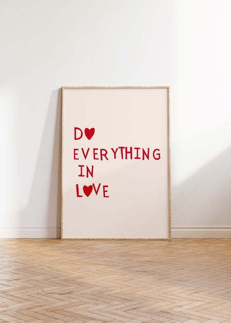 Do Everything in Love Art Print Minimalist Christian Wall Art Heart Poster Love Quote 1 Corinthians 16:14 Print Digital Download 1 Print PRINTABLE ART- This is a DIGITAL product (not physical). You will receive a link to download your art after purchasing. This beautiful, originally-designed Do Everything in Love digital art print is the perfect way to brighten up a room and add some personality. It reflects a vintage, retro, and minimalist style, and makes for the perfect decor for entryways, l Christian Prints Wall Decor, In Love Art, Wall Art Heart, Mini Toile, Do Everything In Love, Heart Poster, Art Heart, Christian Wall Art, 로고 디자인