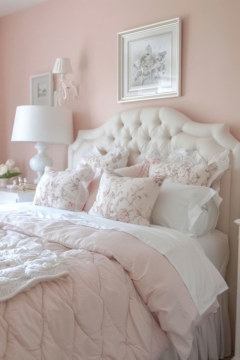 Light Pink Bedroom, Modern Coquette, Light Pink Bedrooms, Pink Bedroom Walls, Pink Bedroom Ideas, Pink Bedroom Decor, Pastel Room, Pink Bedrooms, Redecorate Bedroom