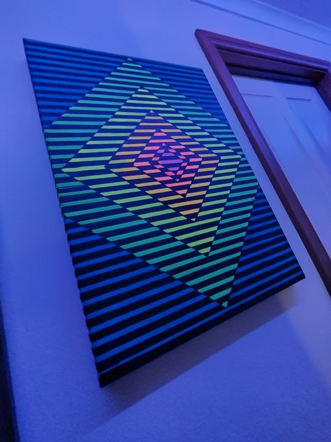 #skqwerkled #uvlight #blacklight #blacklightart #blacklightartwork #uvart #ultraviolet #artwork #customart #illusionart #uniposca #opticalillusion #opticalillusions #opart #handmadeart #fluorescent #fluorescentart #fluro #posca #poscapensart #poscaart #canvasart #poscamarkers #geometricart #uvlightart #geometricabstraction #abstractart #geometricillusions #opticalillusionart Blacklight Art, Optical Illusions Art, Illusion Art, Op Art, Optical Illusions, Geometric Art, Custom Art, Black Light, Handmade Art