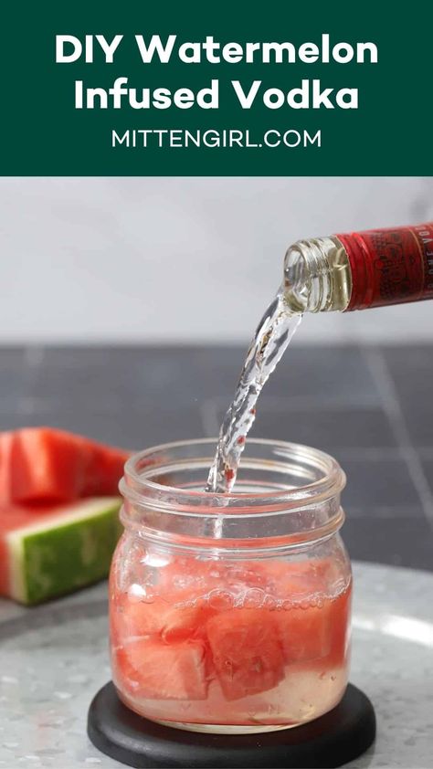 The perfect summer drink full of fresh watermelon flavor, watermelon infused vodka is easy to make and a fun addition to your favorite summer cocktail. Vodka Watermelon Infused, Infused Vodka Recipes Diy, Watermelon Liquor, Drunken Watermelon, Marinated Watermelon, Watermelon Cocktail Recipes, Easy Mixed Drinks, Infused Liquors, Watermelon Flavor