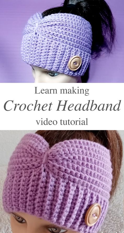 Crocheted Headband Patterns Free, Messy Bun Ear Warmer Crochet, Free Crochet Headbands For Women, Crochet Headbands With Elastic, Crochet Turban Headband, Free Crochet Pattern For Headbands, Crochet Ponytail Hat Pattern Free Easy, Hairband Crochet Pattern, Crochet Headwrap Free Pattern