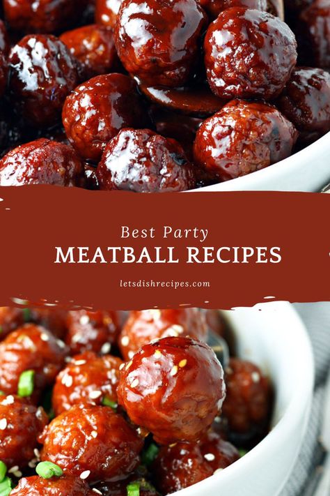 Best Party Meatball Recipes -- Whether you're hosting a holiday party or tailgating on the weekend, meatballs are an easy way to serve a crowd, and this collection of over 30 pf the best meatball recipes has something for every occasion. #gameday #meatballs Buffet Style Family Meals, Bridal Shower Meatballs, Meatballs Snacks Appetizers, Halloween Party Meatballs, New Years Meatballs, Meatball Recipes Party, Meatball Recipes For Party, Best Party Meatballs, Finger Food Meat Party Appetizers