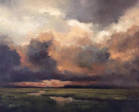 Mark Kelvin Horton - "Approaching Storm", 8x10, oil on gessoed birch panel Dramatic Clouds Paintings, Storm Oil Painting, Storm Clouds Painting, Weather Storm, Big Wall Art, Downtown Charleston, The French Quarter, State Street, Historic Downtown