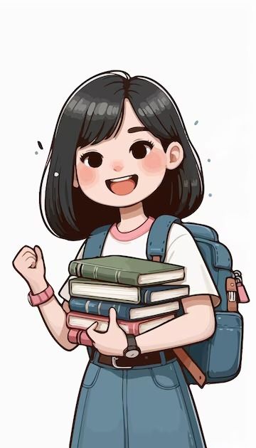 Premium Vector | A cartoon of a girl holding a book with a book in her hand Girl With Books Drawing, Students Cartoon, Holding A Book, Student Cartoon, Story Drawing, Book Drawing, Cute Kawaii Drawings, Book Posters, Anime Child