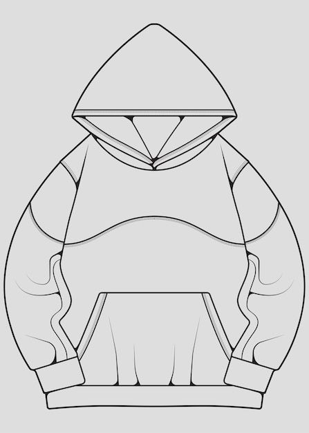 Bissness Ideas, Gangster Drawings, Fashion Study, Apparel Design Inspiration, Hoodies Collection, Flat Drawings, Flat Sketches, Outline Drawing, Drawing Vector