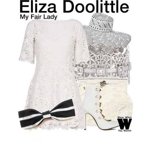 Inspired by Audrey Hepburn as Eliza Doolittle in 1964's My Fair Lady. My Fair Lady Inspired Outfit, Broadway Musicals Costumes, Rich Girl Outfits, Musical Costumes, Light Wardrobe, Eliza Doolittle, My Fair Lady, Fair Lady, Broadway Musical