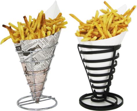 Belgian Fries, Restaurant Plates, Crochet Applique Patterns Free, Curly Fries, Party Food Buffet, Paper Cones, French Fry, Food Trailer, Unique Packaging