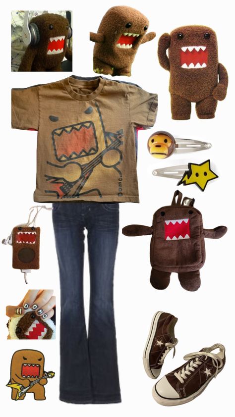 Domo Kun Clothes, Domo Fanart, Domo Kun Outfit, Domo Kun Shirt, Domo Clothes, Domo Slippers, Domo Kun Nails, Trinketcore Outfit, Domo Kun Wallpapers