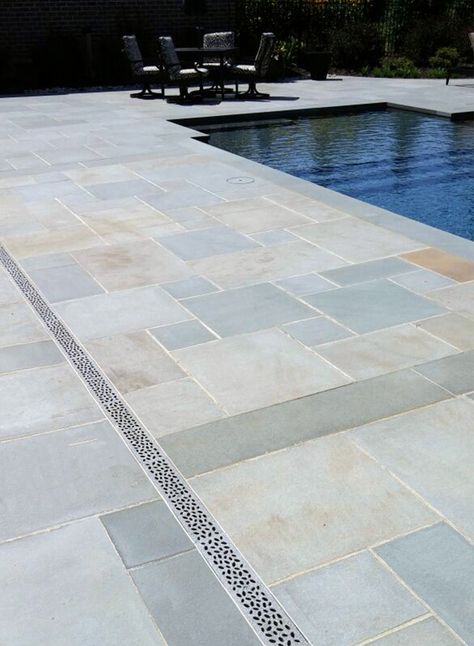 Swimming Pool Drainage Ideas, Swimming Pool Deck Tiles, Pool Deck Drainage Ideas, Drainage Around Pool, Pool Drainage Ideas, Swimming Pool Deck Ideas, Patio Drainage, Pool Patio Pavers, Pool Deck Tile