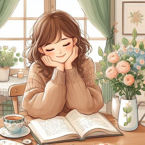 Reading Cartoon Aesthetic, Image Girly, The Garden Of Words, Illustration Kunst, Cute Cartoon Pictures, Girly Art Illustrations, Art And Illustration, Dreamy Art, Art And Craft