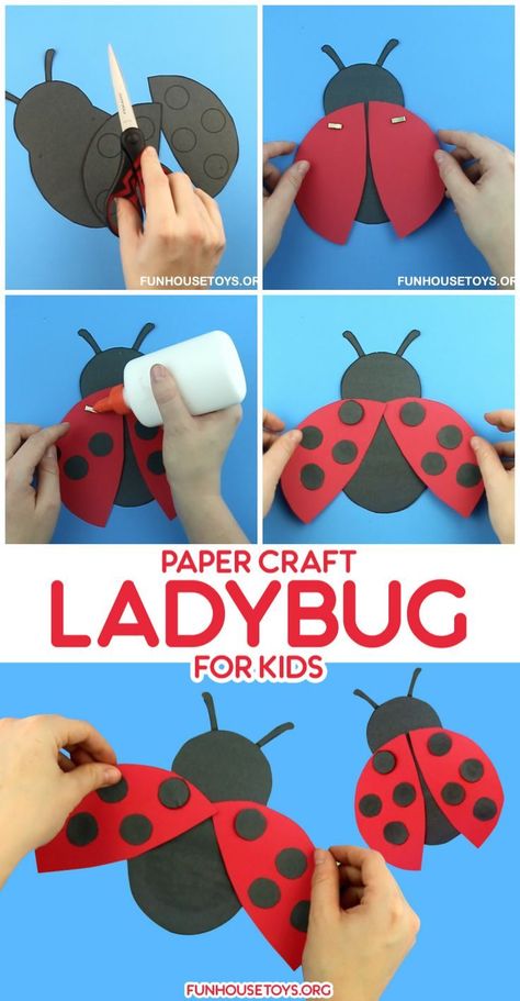 Here we are with another simple and fun paper ladybug craft. It’s perfect for kids who love insects and with the ladybug moving wings, it makes it a fun activity afterward. #ladybugcraft #craftingvalentinesday #crafting #craftingwithkids #easycreafting #printables #coloringfortoddlers #Learningforkids #activitiesforkids #preschool #preschoolprintables #coloringprintables #craftingfortoddlers #craftforkids #crafting #craftfortoddlers Paper Ladybug Craft, Ladybugs Preschool, Paper Ladybug, Ladybug Craft, Insects Preschool, Insect Activities, Kerajinan Diy, Insect Crafts, Ladybug Crafts