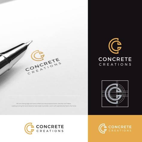 Concrete Logo Design Ideas, Concrete Company Logo, Concrete Logo Design, Concrete Logo, Concrete Creations, Red Petal, Concrete Products, Interior Designer Logo, Logo Idea