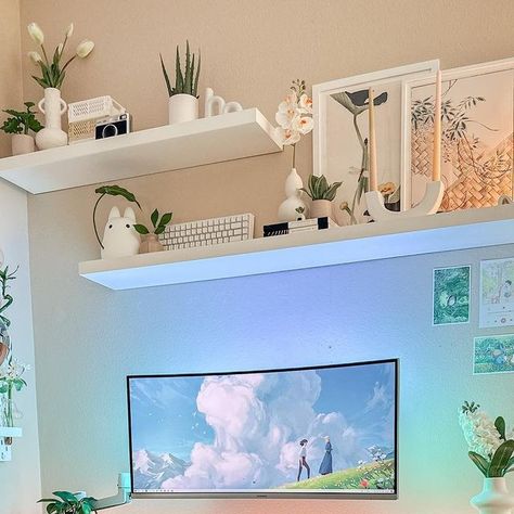 Ghibli Desk Setup, Studio Ghibli Pc Setup, Studio Ghibli Gaming Setup, Studio Ghibli Desk Setup, Ghibli Setup, Studio Ghibli Desk, Ghibli Desk, Aesthetic Work From Home, Imac Desk