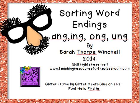 Phonics Game Freebie -ang  -ung  -ing  -ong  Glued Sounds Ing Ang, Wilson Reading Program, Glued Sounds, Word Endings, Wilson Reading System, Wilson Reading, Sound Science, Reading Stations, Reading Tutoring