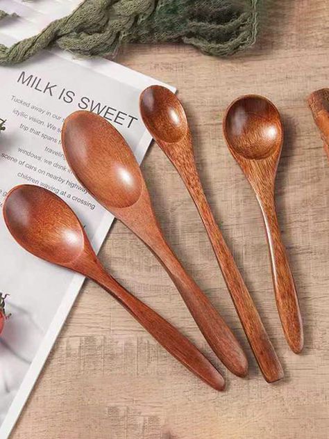 1pc Japanese Style Long Handed Wooden Spoon Condiment Honey Spoon Wood Coffee Stirring Spoon Children Cutlery School Supplies,Christmas Gift Maroon    Wood     Kitchen & Dining, size features are:Bust: ,Length: ,Sleeve Length: Small Wooden Spoons, Wooden Tableware, Honey Spoons, Japanese Sushi, Small Spoon, Wood Spoon, Style Japonais, Food Trays, Fruit Plate