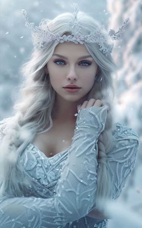 ♔ Princesse des Neiges ♔ Snow Princess Halloween Costumes 2022, Winter Princess, Snow Princess, Queen Aesthetic, Fantasy Princess, Angel Warrior, Fairytale Photography, Queen Costume, Fantasy Portraits