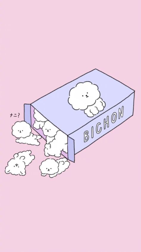 Bichon Wallpaper, Pink Cute Aesthetic, Bichon Dog, We Bare Bears Wallpapers, Simple Character, Cocoppa Wallpaper, 강아지 그림, Artsy Pictures, Smartphone Wallpaper