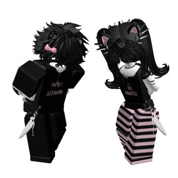 roblox avatar girl boy woman man female male y2k goth gothic emo scene story edgy cute kawaii grudge grave grl sk8r skater funny tiktok dh da hood discord hot gun pretty star heart angel satan cupid devil barbie tryhard police nurse black white pink blue cammo cyber red grey bunny grim reaper ideas creative blood bloody gore outfit shirt pants t-shirt accessories hair new trendy popular matching pinterest sick aesthetic scream chucky chill mommy summer winter fall spring halloween snow r6 ok. Matching Fits Roblox R6, Trio Matching Roblox Avatars, Roblox Avatars Evade, Matching Roblox Outfits Couple, Matching Roblox Outfits, Matching Roblox Avatars, Roblox Matching Outfits, Matching Avatar, Roblox Matching