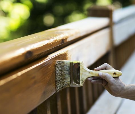 7 Steps for Staining Pressure Treated Wood (the Correct Way) Staining Pressure Treated Wood, Best Deck Stain, Stained Brick, Deck Stain Colors, Wood Finishing, Wood Exterior Door, Staining Deck, Pressure Treated Wood, Cool Deck