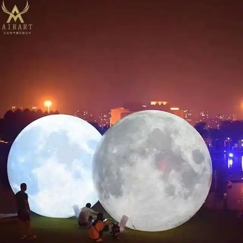 Moon Stage Design, Outdoor Globe Lights, Moon Lighting, Moon Stages, Moon Globe, Halloween Outdoor Decoration, Moon Balloon, Moon Halloween, Moon Party