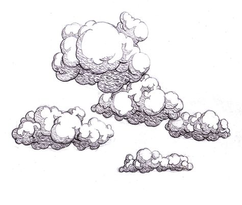 Cumulus Clouds, Pen Art Drawings, Cross Hatching, Cloud Art, Cloud Drawing, A Drawing, Pencil Sketch, Drawing Techniques, Drawing Tutorial