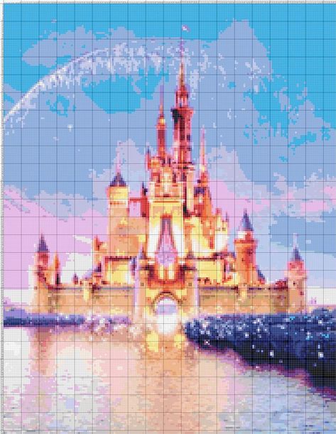 BUY 2 GET 1 FREE Disney Magic Castle 332 Cross Stitch Pattern | Etsy Disney Princess Blanket, Chateau Disney, Disney Backgrounds, C2c Crochet Pattern Free, Disney Cross Stitch Patterns, Magic Castle, Diamond Paintings, Disney Cross Stitch, Diy Cross