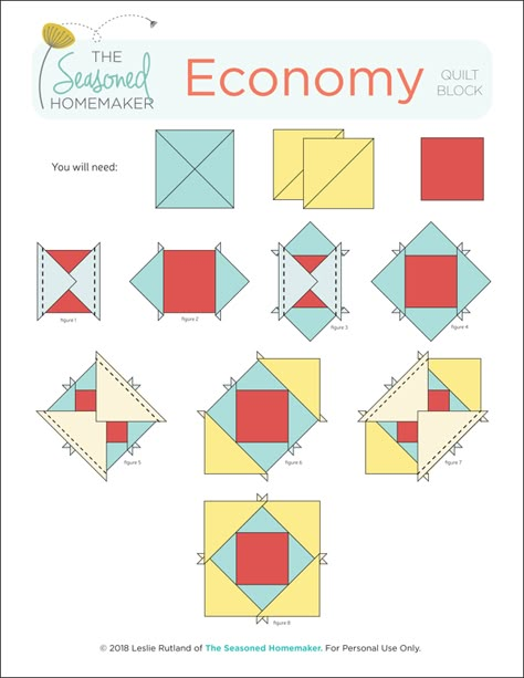 Economy Square Quilt Block, Block Within A Block Quilt Pattern, Economy Block Quilt Cheat Sheets, Economy Square Quilt, How To Make A Square In A Square Quilt Block, Quilt Square Patterns Easy, Simple Quilt Blocks Patterns, Square On Square Quilt Block, Free Small Quilt Patterns