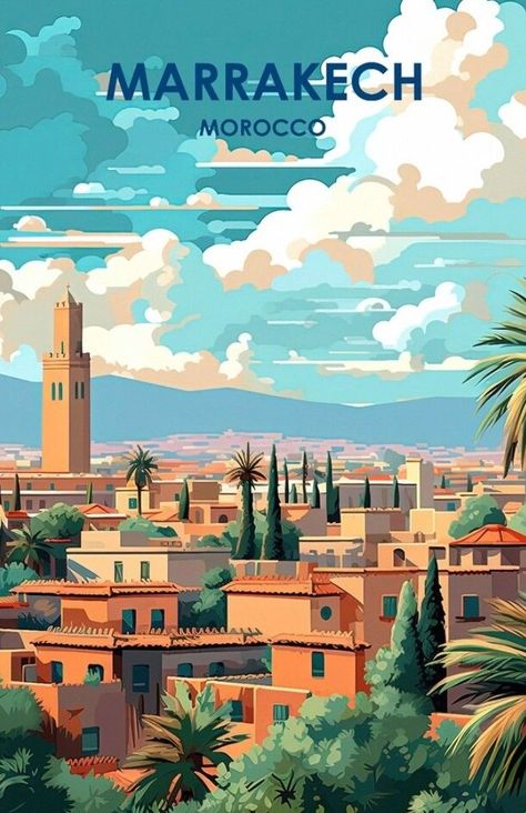 Wanderlust Art, Travel Poster Design, Travel Globe, Travel Essentials List, Travel Wallpaper, Essentials List, Retro Travel Poster, Morocco Travel, City Illustration