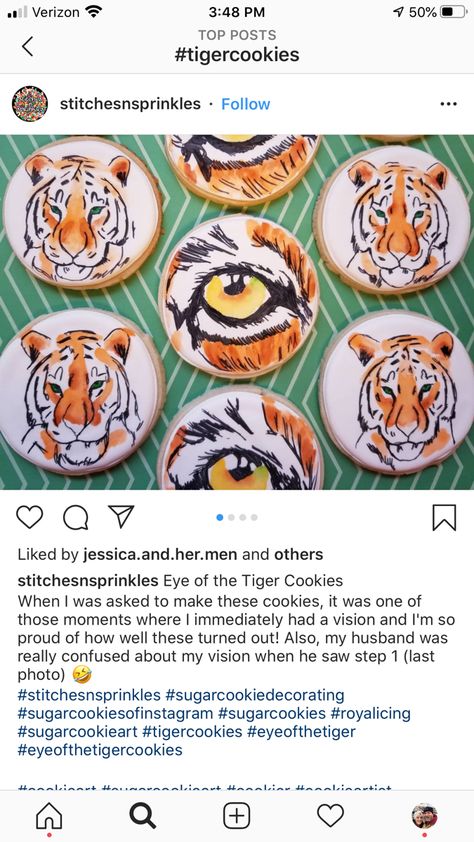 Tiger Cookies Decorated, Lsu Cookies, Football Snack Food, College Cookies, Tiger Cookies, Christmas Sugar Cookies Decorated, Cookie Sticks, Tiger Birthday, Football Snacks