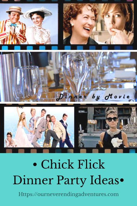 Fun movie themed dinner party ideas. Movie Themed Dinner, Themes Dinner Nights, Themed Dinner Party Ideas, Dinner Party Entertainment, Themed Dinners Ideas, Chick Flick Movies, Disney Themed Movie Night, Pretty Woman Movie, Bridesmaids Movie